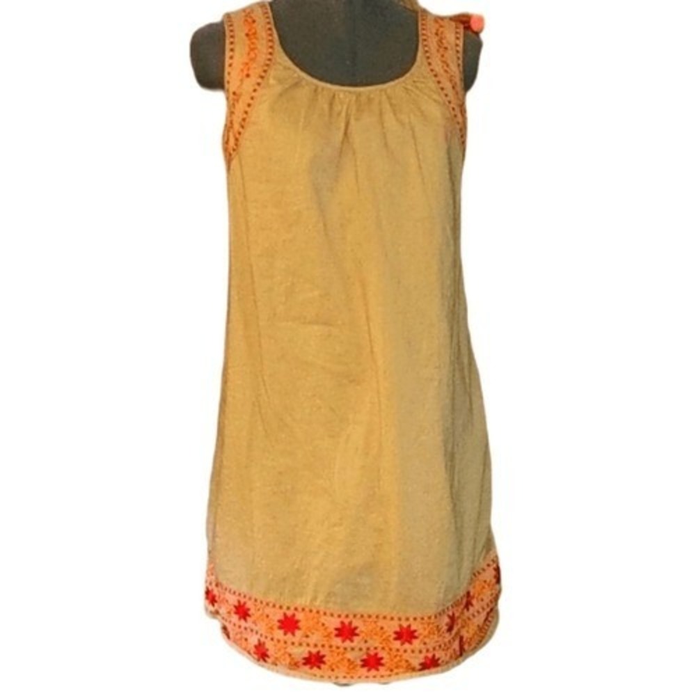 Calypso St Barth Target Embroidered Tank Dress Womens S Beige‎ Orange Floral